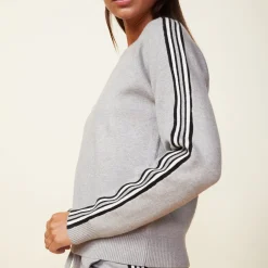 MONROW Soft Knit Track Raglan Sweater HEATHERGREY Shop